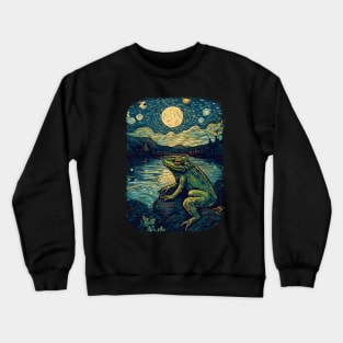 Vincent Van Gogh Starry Night  Frog Art Crewneck Sweatshirt